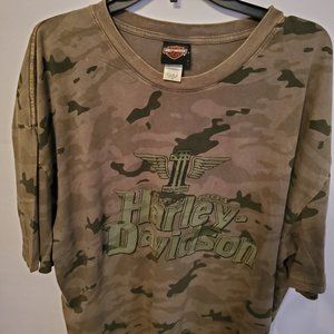 Harley Davidson camo style short sleeve T-shirt 100% cotton Size 2X.